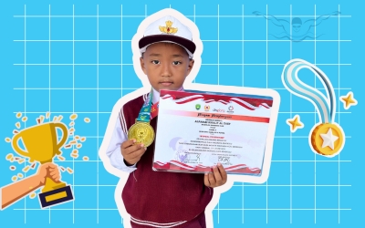 Alfarizi Khalif Al Zaef : Siswa Kelas 1 SD Negeri 77 Raih Medali Emas